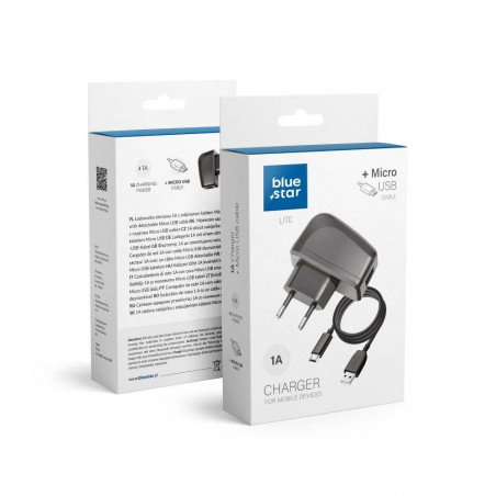 Cestovní nabíječka Micro USB Universal 1A Lite samostatný kabel Černý