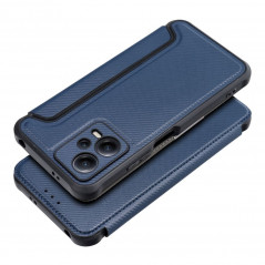 Peněženkové pouzdro Razor Book na XIAOMI Redmi Note 12 5G Uhlíkové vlákno, Karbonový vzor  Modrý