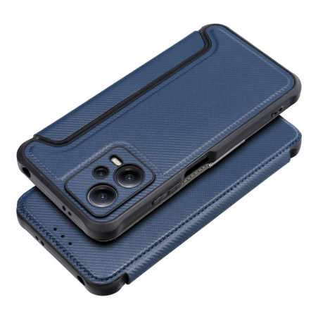 Peněženkové pouzdro Razor Book na XIAOMI Redmi Note 12 5G Uhlíkové vlákno, Karbonový vzor  Modrý