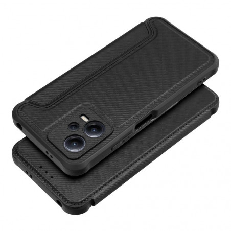 Peněženkové pouzdro Razor Book na XIAOMI Redmi Note 12 5G Uhlíkové vlákno, Karbonový vzor  Černý