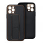 Kryt LEATHER Case Kickstand na Apple iPhone 14 Černý