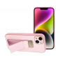 Kryt LEATHER Case Kickstand na Apple iPhone 14 Růžový