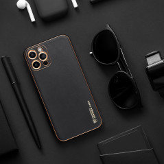 Kryt LEATHER na Apple iPhone 14 Pro Max Černý