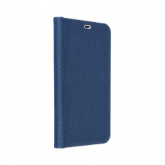 Peněženkové pouzdro LUNA Book Carbon na Apple iPhone 14 Uhlíkové vlákno, Elegantní  Modrý