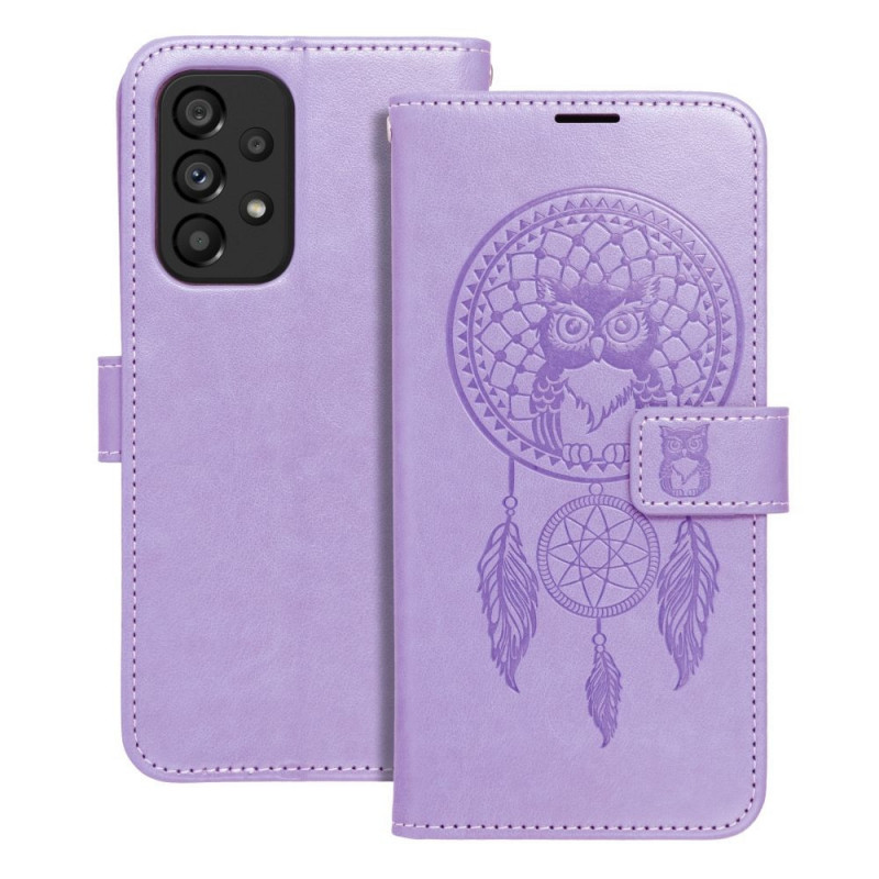 Peněženkové pouzdro MEZZO Book na Samsung Galaxy A12 Lapač snů  Fialový (Purple)