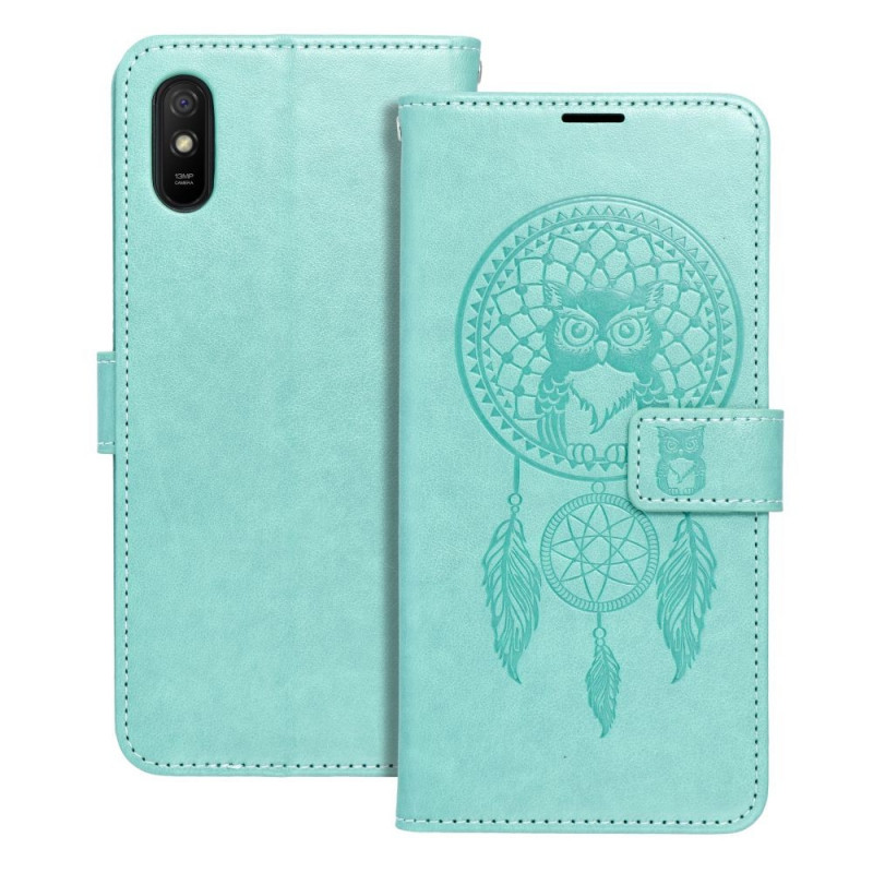 Peněženkové pouzdro MEZZO Book na XIAOMI Redmi 9A Lapač snů  Zelený