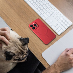 Kryt Silicone Mag Cover na Apple iPhone XS Max MagSAFE  Červený