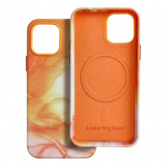 Kryt Leather Mag Cover na Apple iPhone 15 Elegantní  MagSAFE  Oranžová skvrna