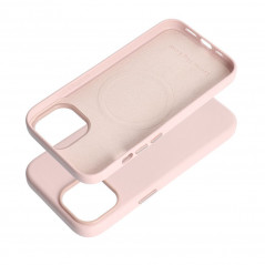 Kryt Leather Mag Cover na Apple iPhone 15 Elegantní  MagSAFE  Pískově růžový
