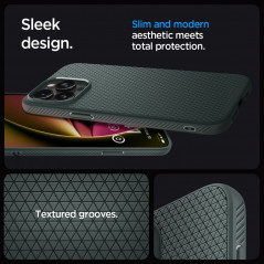 Kryt Spigen  Liquid Air na Apple iPhone 15 Pro Max Temně zelená