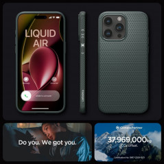 Kryt Spigen  Liquid Air na Apple iPhone 15 Pro Max Temně zelená