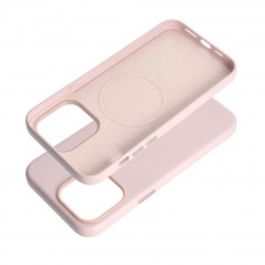Kryt Leather Mag Cover na Apple iPhone 15 Pro Max Elegantní  MagSAFE  Pískově růžový