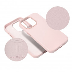 Kryt Leather Mag Cover na Apple iPhone 15 Pro Max Elegantní  MagSAFE  Pískově růžový