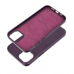 Kryt Leather Mag Cover na Apple iPhone 15 Plus Elegantní  MagSAFE  Tmavě fialový (violet)