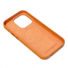 Kryt Leather Mag Cover na Apple iPhone 15 Pro Elegantní  MagSAFE  Oranžový
