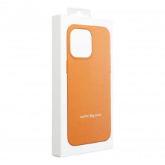 Kryt Leather Mag Cover na Apple iPhone 15 Pro Max Elegantní  MagSAFE  Oranžový