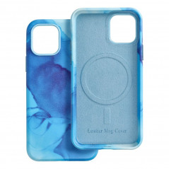 Kryt Leather Mag Cover na Apple iPhone 15 Pro Max Elegantní  MagSAFE  Modrá skvrna