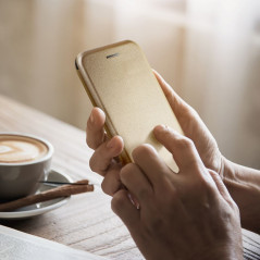 Peněženkové pouzdro Book Elegance na Apple iPhone 15 Plus Elegantní  Zlatý