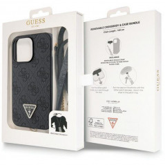 Kryt Guess Metal Logo Starss Crossbody na Apple iPhone 13 Pro Max Elegantní  Černý