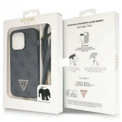 Kryt Guess Metal Logo Starss Crossbody na Apple iPhone 14 Pro Max Elegantní  Černý