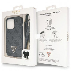 Kryt Guess Metal Logo Starss Crossbody na Apple iPhone 14 Pro Elegantní  Černý