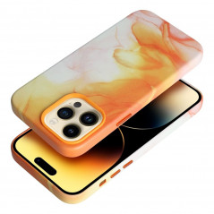 Kryt Leather Mag Cover na Apple iPhone 14 Pro Elegantní  MagSAFE  Oranžová skvrna