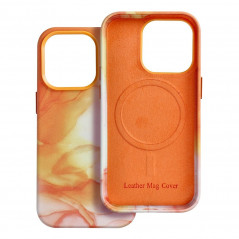 Kryt Leather Mag Cover na Apple iPhone 14 Pro Elegantní  MagSAFE  Oranžová skvrna