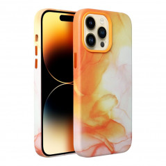 Kryt Leather Mag Cover na Apple iPhone 14 Pro Max Elegantní  MagSAFE  Oranžová skvrna