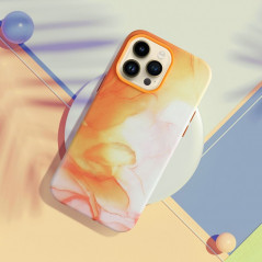 Kryt Leather Mag Cover na Apple iPhone 14 Pro Max Elegantní  MagSAFE  Oranžová skvrna