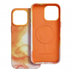 Kryt Leather Mag Cover na Apple iPhone 14 Pro Max Elegantní  MagSAFE  Oranžová skvrna