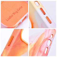 Kryt Leather Mag Cover na Apple iPhone 14 Pro Max Elegantní  MagSAFE  Oranžová skvrna