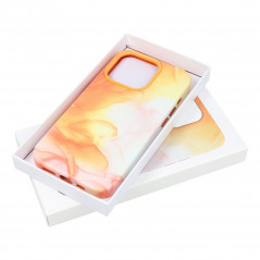 Kryt Leather Mag Cover na Apple iPhone 14 Pro Max Elegantní  MagSAFE  Oranžová skvrna