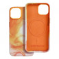 Kryt Leather Mag Cover na Apple iPhone 14 Elegantní  MagSAFE  Oranžová skvrna