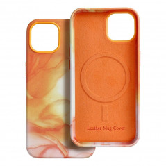 Kryt Leather Mag Cover na Apple iPhone 13 Elegantní  MagSAFE  Oranžová skvrna
