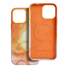 Kryt Leather Mag Cover na Apple iPhone 13 Pro Max Elegantní  MagSAFE  Oranžová skvrna