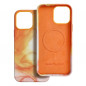 Kryt Leather Mag Cover na Apple iPhone 13 Pro Max Elegantní  MagSAFE  Oranžová skvrna