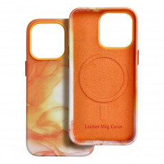 Kryt Leather Mag Cover na Apple iPhone 13 Pro Elegantní  MagSAFE  Oranžová skvrna