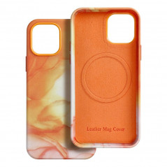 Kryt Leather Mag Cover na Apple iPhone 12 Elegantní  MagSAFE  Oranžová skvrna