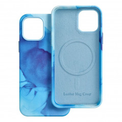 Kryt Leather Mag Cover na Apple iPhone 12 Elegantní  MagSAFE  Modrá skvrna