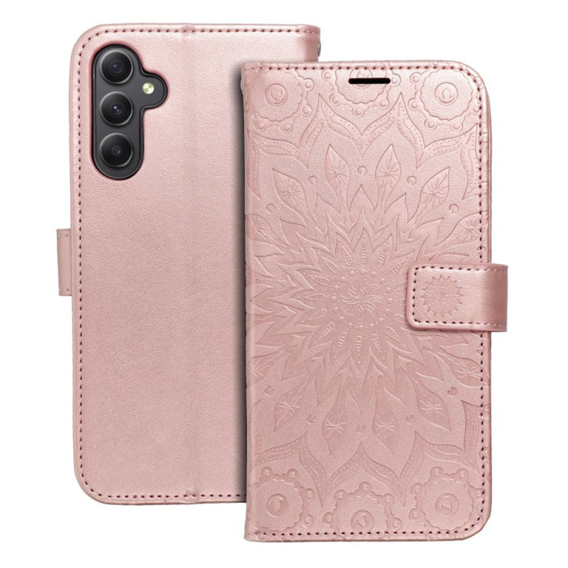 Peněženkové pouzdro MEZZO Book na Samsung Galaxy A34 Mandala  Růžovo-zlatý