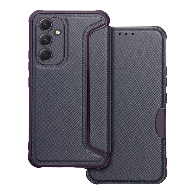 Peněženkové pouzdro Razor Book na Samsung Galaxy A54 Uhlíkové vlákno, Karbonový vzor  Modrý