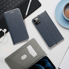 Peněženkové pouzdro LUNA Book Carbon na Samsung Galaxy A34 Uhlíkové vlákno, Elegantní  Modrý
