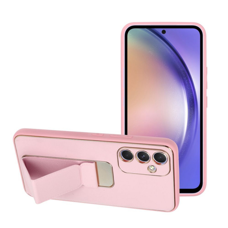 Kryt LEATHER Case Kickstand na Samsung Galaxy A54 Růžový