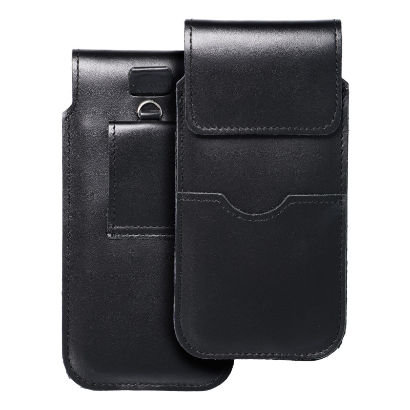 Univerzální pouzdro, Pouzdro na opasek ROYAL - Leather universal flap pocket na Apple iPhone 11 Černý 