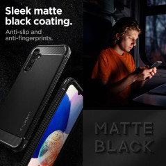 Kryt Spigen Armor na Samsung Galaxy A14 5G Uhlíkové vlákno, Elegantní  Černý