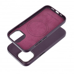 Kryt Leather Mag Cover na Apple iPhone 15 Elegantní  MagSAFE  Tmavě fialový (violet)
