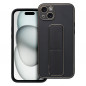 Kryt LEATHER Case Kickstand na Apple iPhone 15 Plus Černý