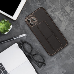 Kryt LEATHER Case Kickstand na Samsung Galaxy A14 LTE Černý