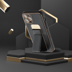 Kryt LEATHER Case Kickstand na Samsung Galaxy A14 LTE Černý