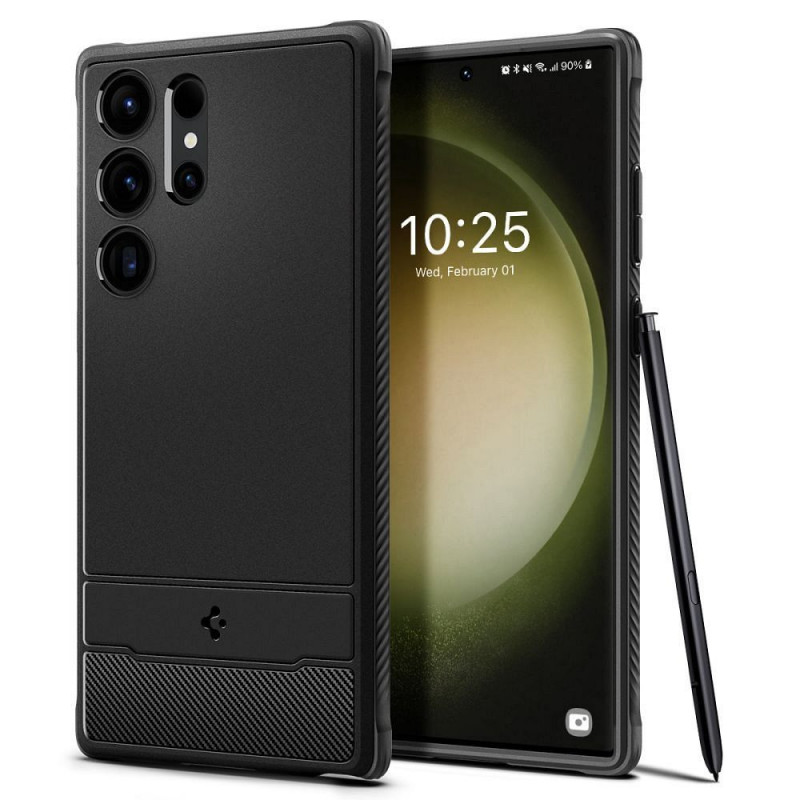 Kryt Spigen Armor na Samsung Galaxy S23 Ultra 5G Uhlíkové vlákno, Elegantní  Černý